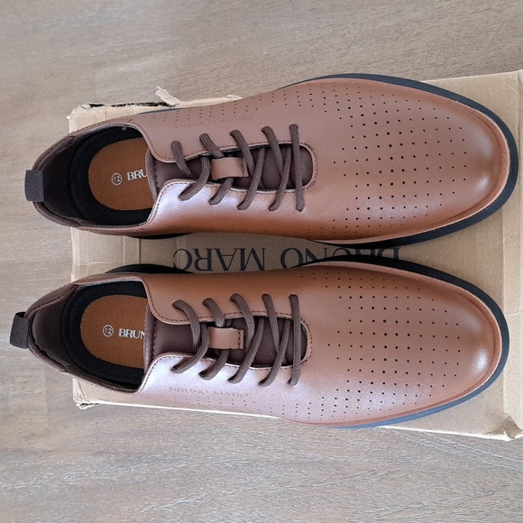 Bruno Marc Smart Casual Oxford Style Sneakers - Brown/Black - Size: Men 12 - Picture 2 of 10